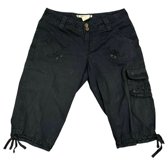Hei Hei Pants - Hei Hei Anthropologie Shorts Women's 4 Cargo Bermuda Tie Hem Navy Eyelet Cotton